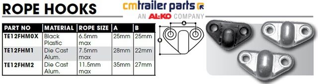 CM Lashing Hook Pack 5 Plastic - 6.5mm Rope max