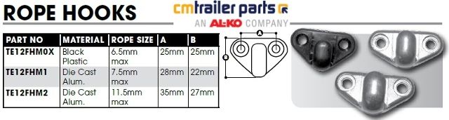 CM Lashing Hook Pack 5 Plastic - 6.5mm Rope max